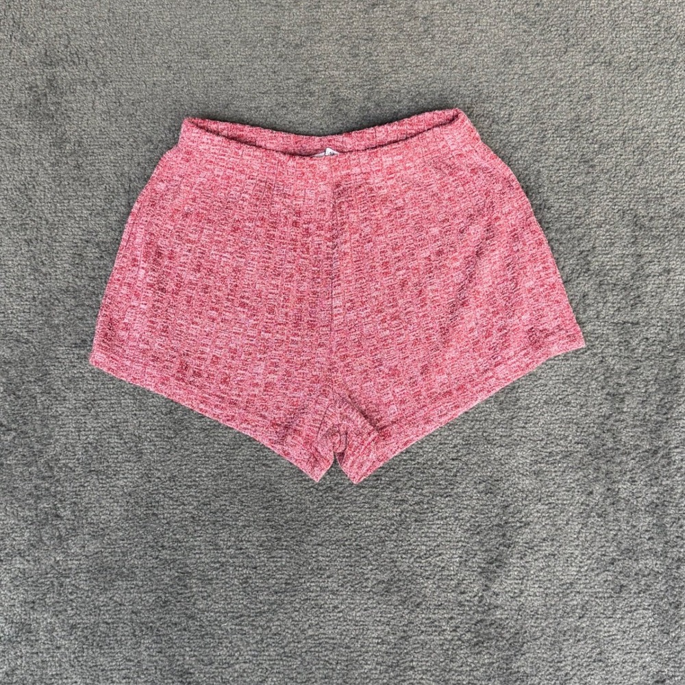 Ekouaer Womens Red Marl Ribbed Knit Lounge Pajama‎ Shorts Size S 3452